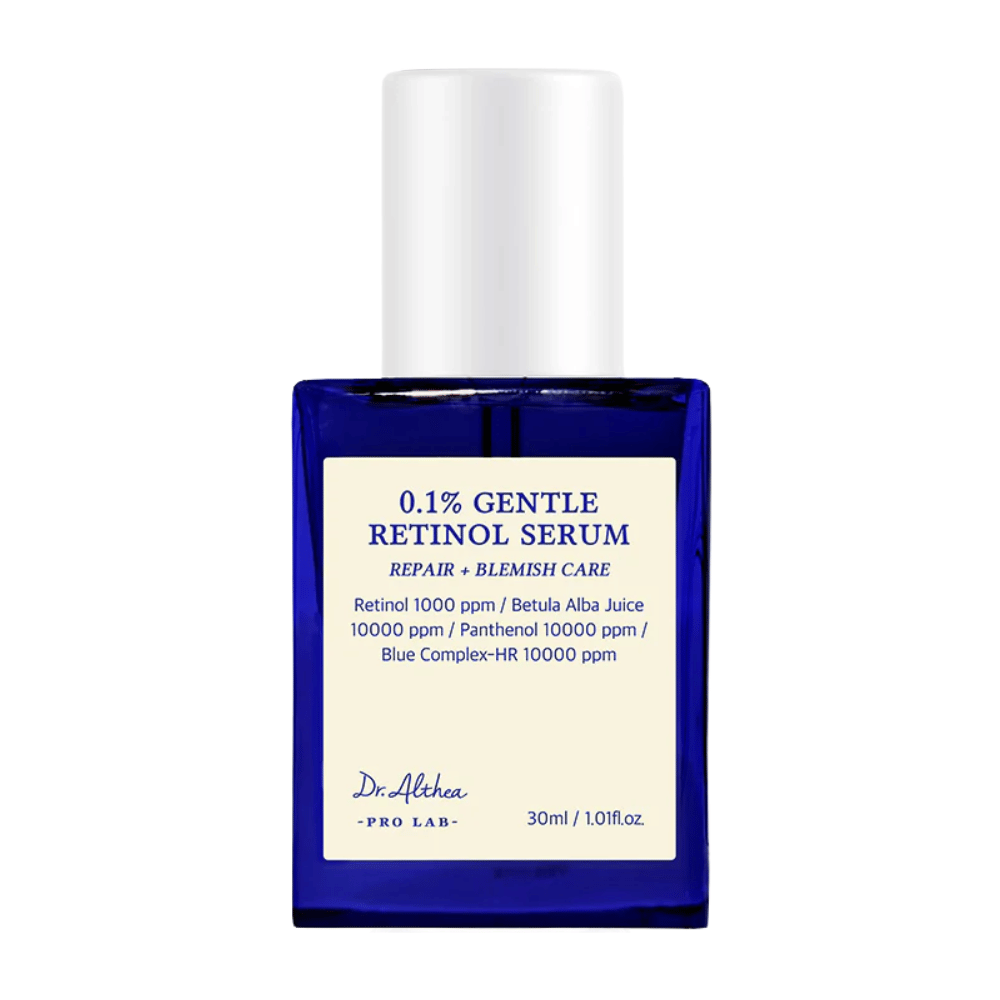 Immagine del prodotto di Dr. Althea 0.1% Gentle Retinol Serum – un siero al retinolo delicato che favorisce il recupero della pelle, uniforma il tono della pelle e riduce le impurità.