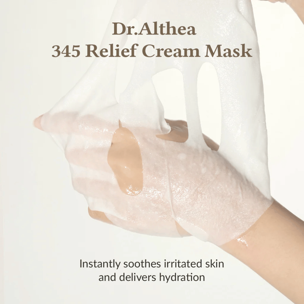 Dr. Althea 345 Relief Cream Mask cellulosa vegana sheet mask con essenza viso per un migliore assorbimento e comfort della pelle