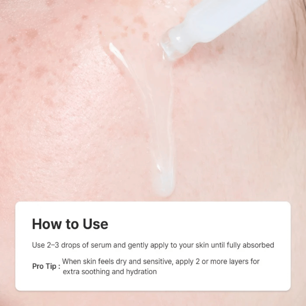 Dr. Althea 345 Relief Serum si applica con il contagocce sulla pelle per idratazione, cura lenitiva e una barriera cutanea rafforzata.