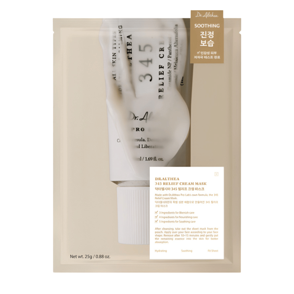 Dr. Althea 345 Relief Cream Mask sheet mask con ingredienti lenitivi come niacinamide, ceramide e centella asiatica