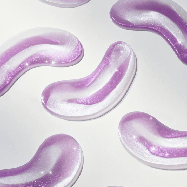 Patch per gli occhi in idrogel di tonalità viola da 360° Shot PDRN Glowing Eye Patch, progettati per donare luminosità, idratazione e pelle più liscia sotto gli occhi.