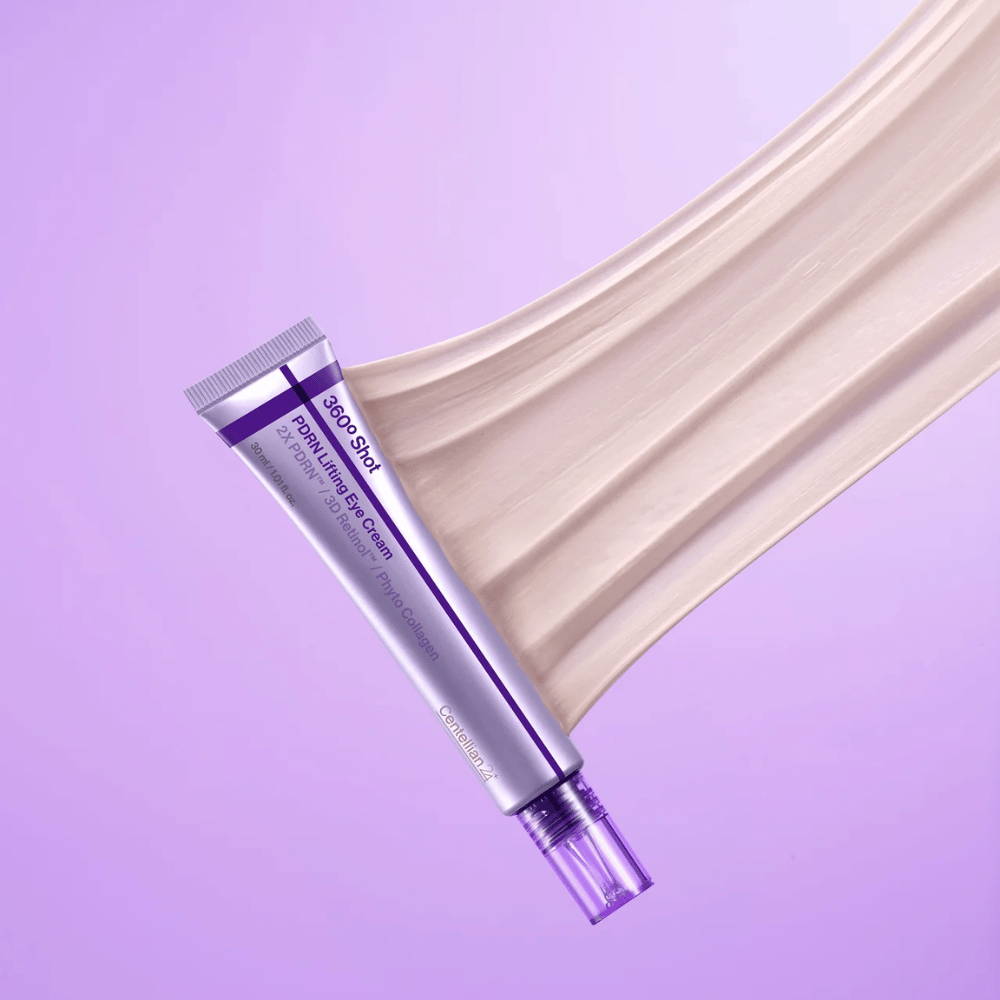 Centellian24 360º Shot PDRN Lifting Eye Cream texture – primo piano di crema contorno occhi  cremosa con PDRN e collagene che aiuta a idratare e dare alla pelle intorno agli occhi un aspetto più liscio.