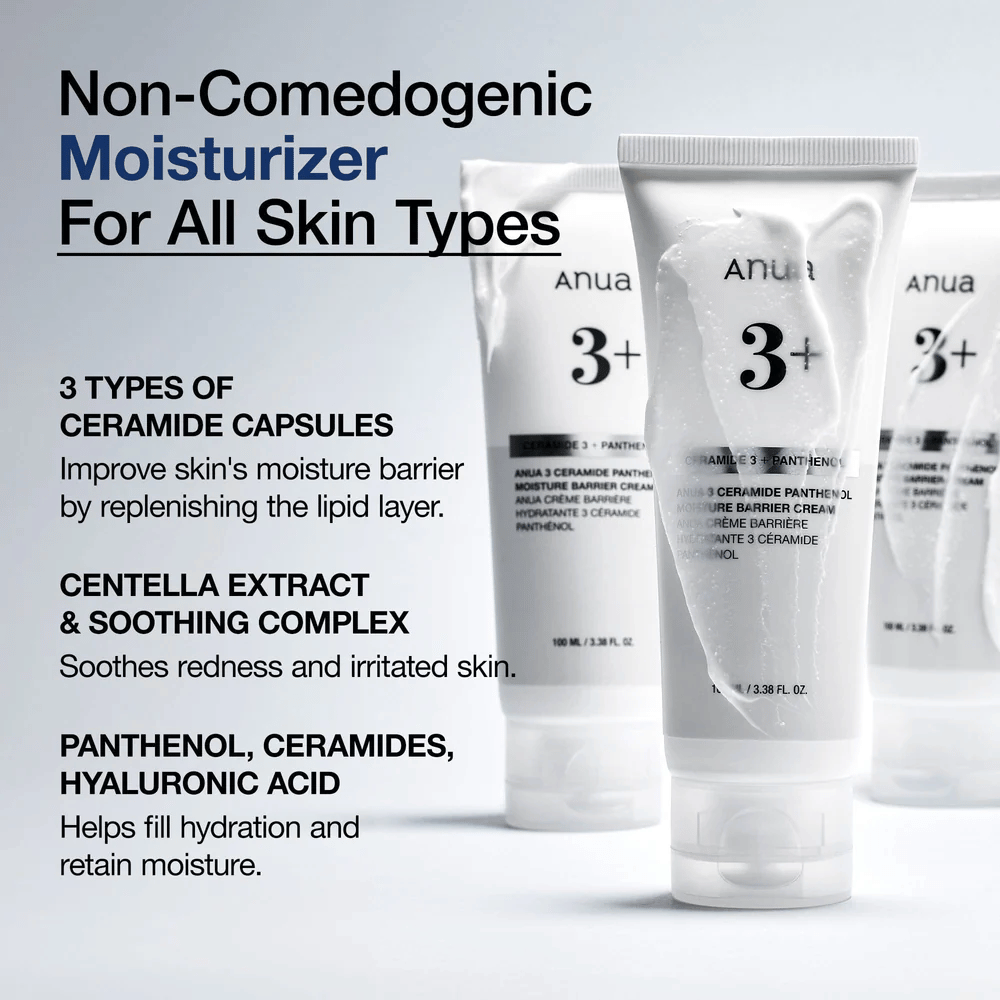 Anua 3 Ceramide Panthenol Cream – crema idratante, lenitiva e non comedogenica per tutti i tipi di pelle.