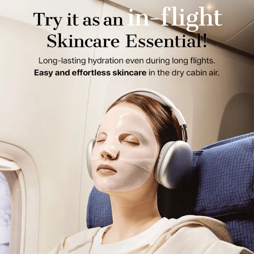 COSRX 5 PDRN Hyaluronic Acid Vital Hydrating Hydrogel Mask usata come idratante sheet mask durante il volo per idratazione duratura ed effetto calmante