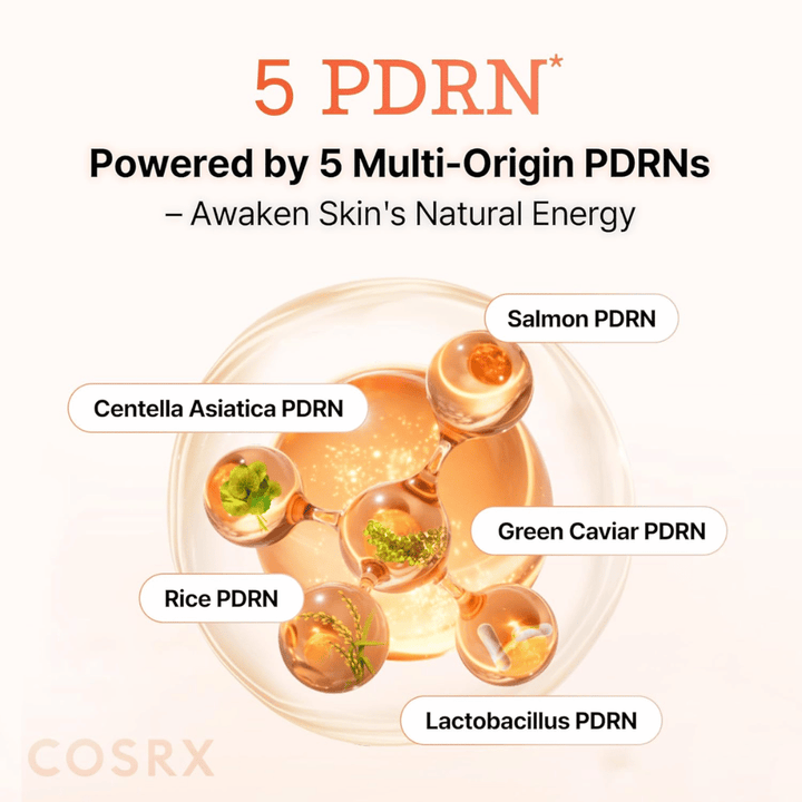 COSRX 5 PDRN siero con PDRN multi-origin da salmone, centella asiatica, riso e probiotici che rafforza la pelle e migliora l’elasticità
