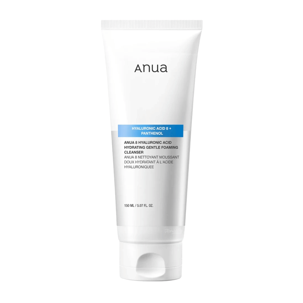Anua 8 Hyaluronic Acid Hydrating Gentle Foaming Cleanser è una crema detergente delicata che combina otto tipi di acido ialuronico e pantenolo per fornire un'idratazione intensa e proteggere la barriera cutanea. Produce una schiuma morbida e ricca che rimuove efficacemente sporco e trucco senza seccare la pelle.