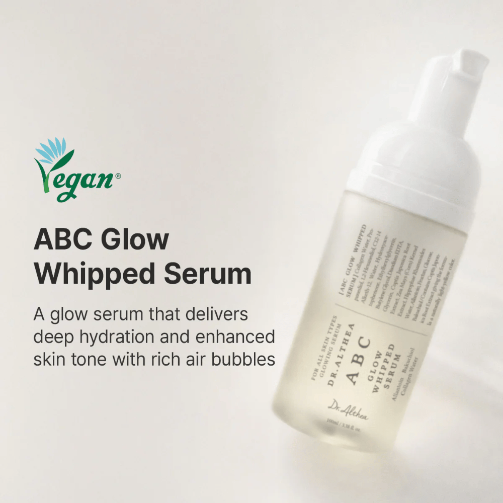 Immagine – branding / immagine principale (la più importante)
Dr. Althea ABC Glow Whipped Serum – siero glow vegano con bolle leggere che idrata la pelle e dona un incarnato più uniforme e una luminosità naturale.