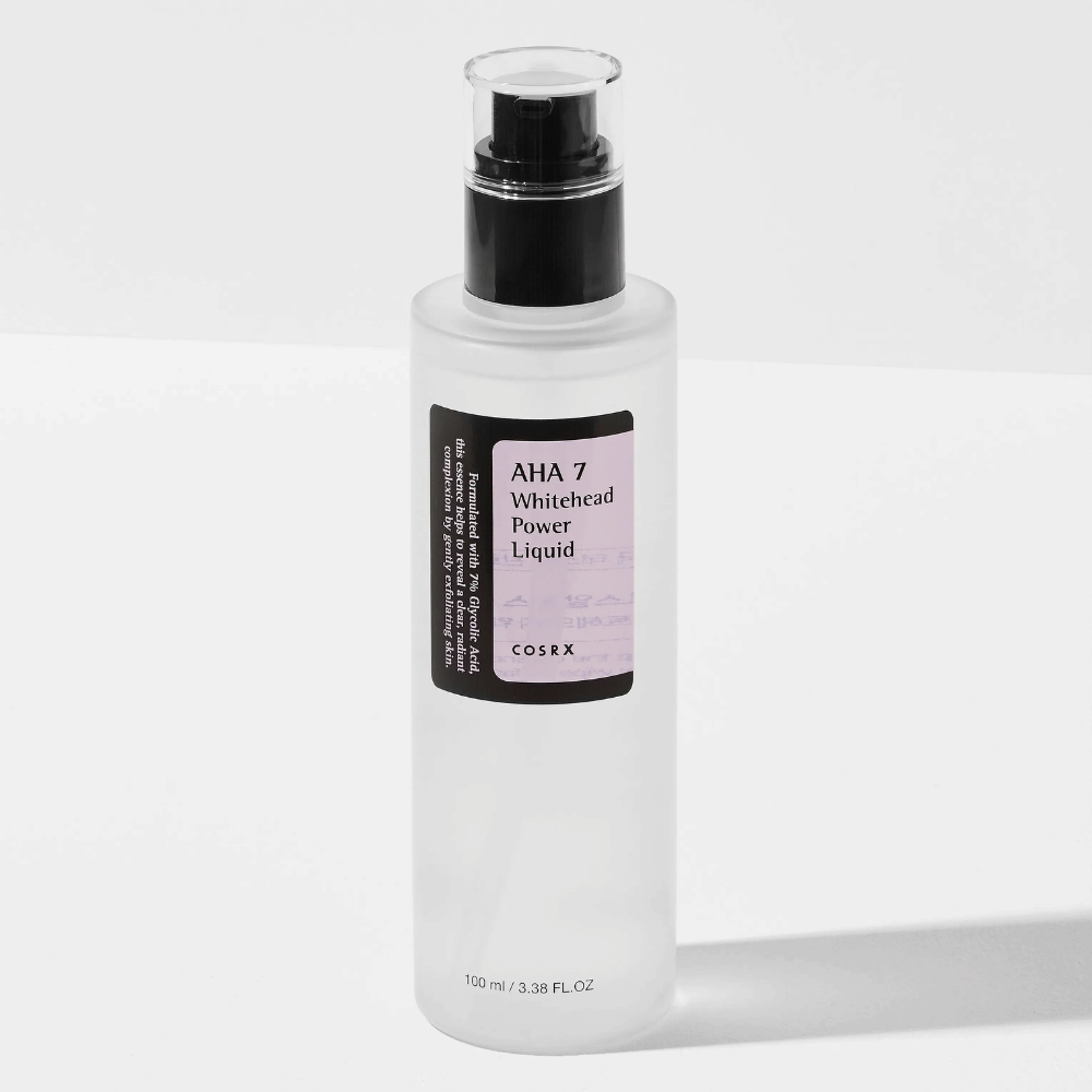 COSRX AHA 7 Whitehead Power Liquid 100 ml, peeling viso chimico con acido glicolico che esfolia, riduce i punti neri e dona una pelle più chiara.