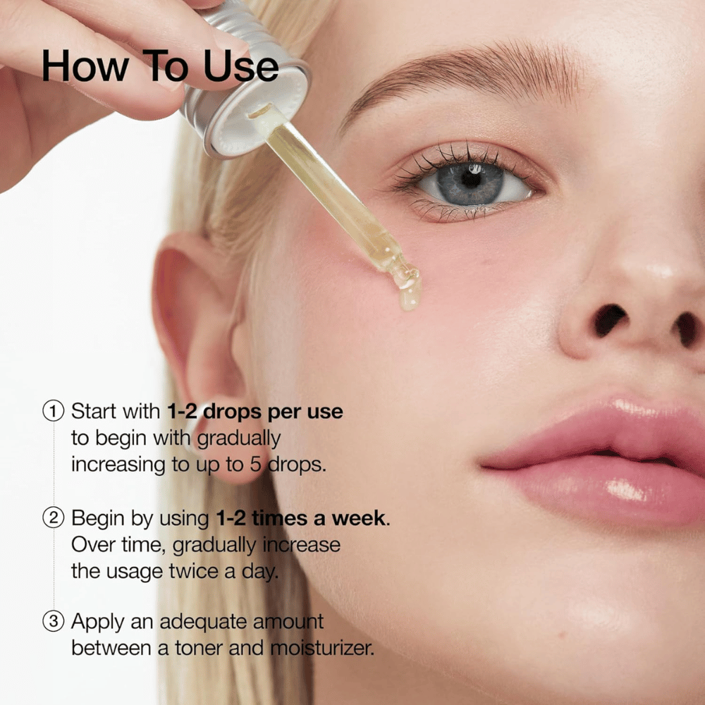 Uso di ANUA Azelaic Acid 10+ Hyaluron Serum:

Inizia con 1-2 gocce e aumenta gradualmente fino a 5 gocce.
Usa 1-2 volte a settimana e poi aumenta fino all'uso quotidiano mattina e sera.
Applica tra tonico viso e crema idratante.