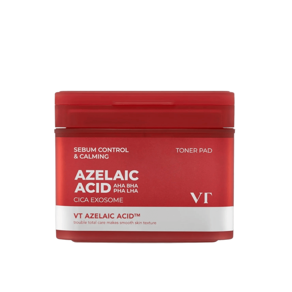 Immagine del prodotto di VT Azelaic Acid Cica Exosome Tonico viso Pad – peeling quotidiano delicato che riduce il sebo e lenisce la pelle.