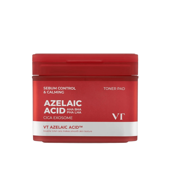 Immagine del prodotto di VT Azelaic Acid Cica Exosome Tonico viso Pad – peeling quotidiano delicato che riduce il sebo e lenisce la pelle.
