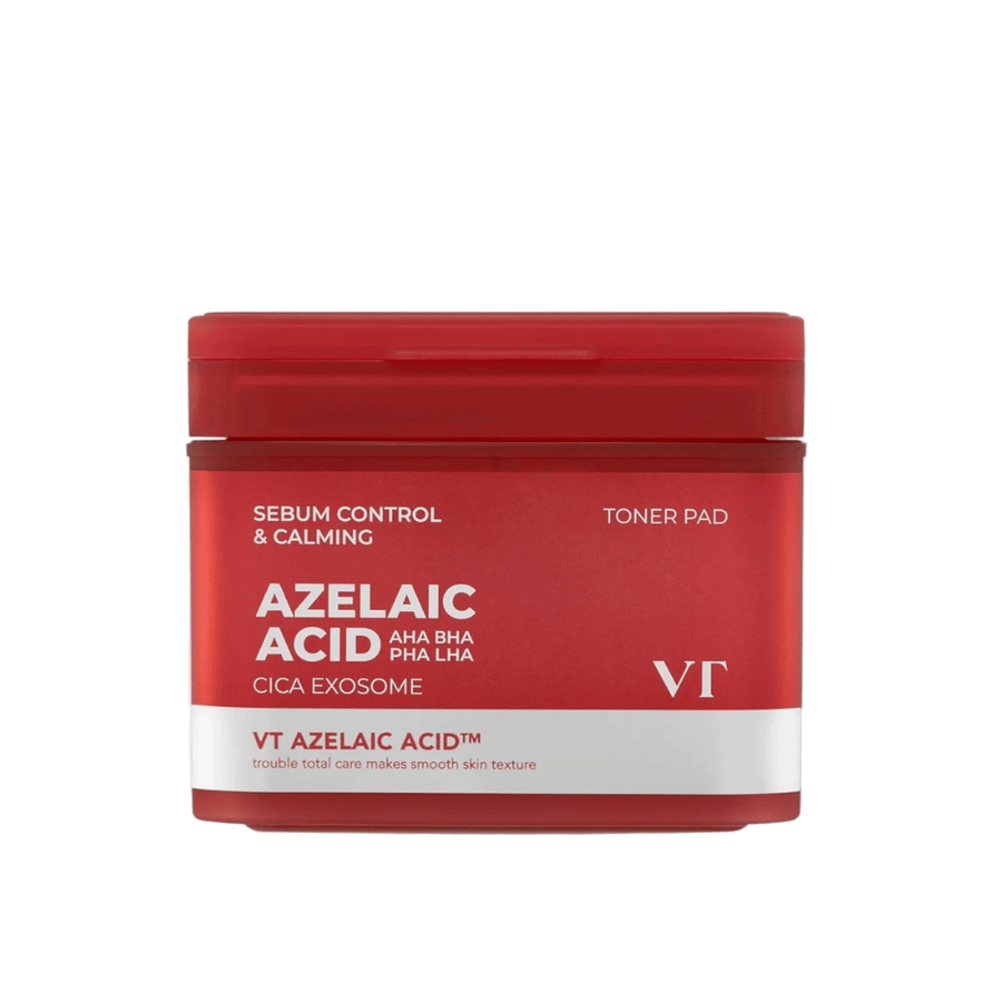 Immagine del prodotto di VT Azelaic Acid Cica Exosome Tonico viso Pad – peeling quotidiano delicato che riduce il sebo e lenisce la pelle.
