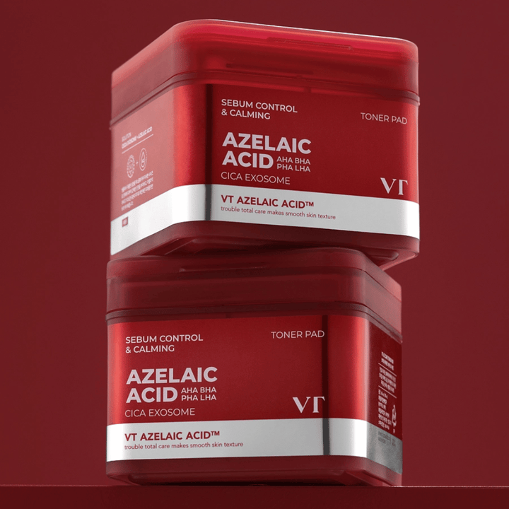 Due barattoli di VT Azelaic Acid Tonico viso Pad – controllo efficace del sebo e cura lenitiva della pelle con Cica Exosome.