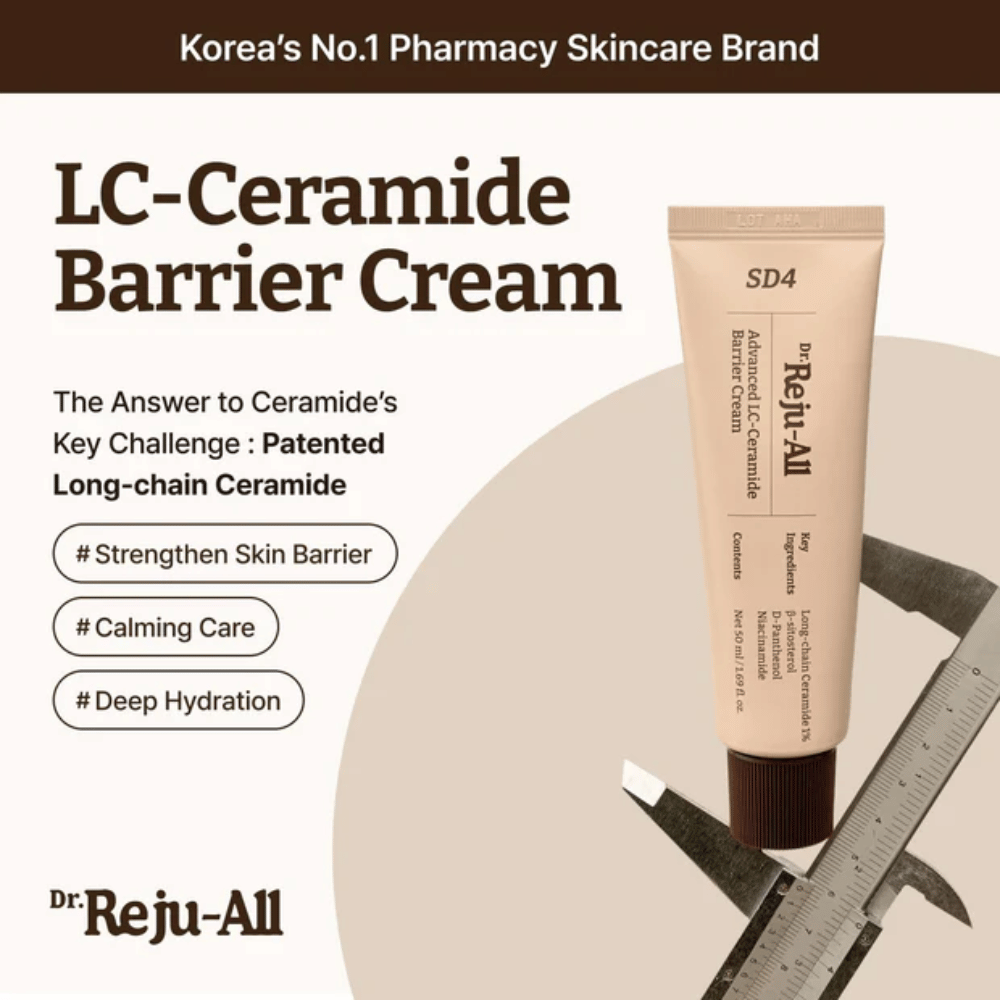 Dr. Reju-All Advanced LC-Ceramide Barrier Cream dalla Corea – crema barriera con ceramidi a catena lunga brevettate per un'idratazione profonda, cura lenitiva e protezione contro le irritazioni esterne.