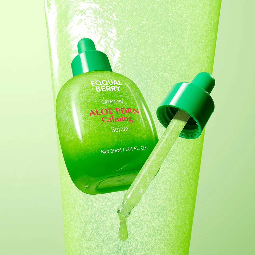 EQQUALBERRY Aloe PDRN Calming Serum 30 ml con pipetta – siero viso lenitivo con aloe e PDRN per pelle idratata e bilanciata.