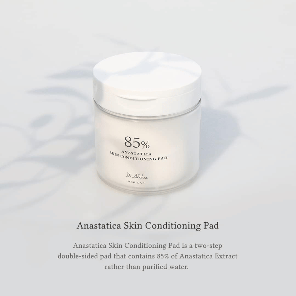 Dr. Althea 85% Anastatica Skin Conditioning Pad con 85 % di estratto di Anastatica che idrata, rafforza la barriera cutanea e rende la pelle più morbida.