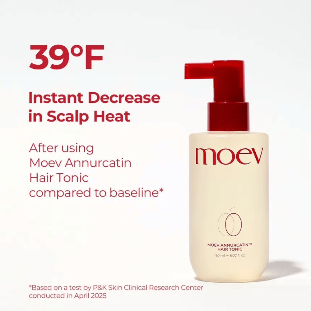 MOEV Annurcatin Hair Tonic – trattamento per capelli clinicamente testato che raffredda il cuoio capelluto e riduce il calore fino a 39°F per capelli più sani.
