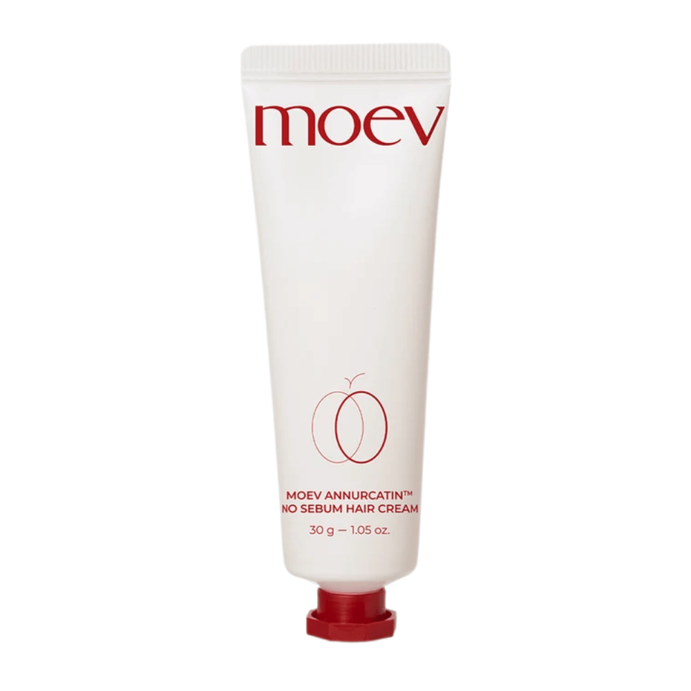 6. MOEV Annurcatin No Sebum Hair Cream 30 g – tubo bianco con testo rosso e tappo contro i capelli grassi
