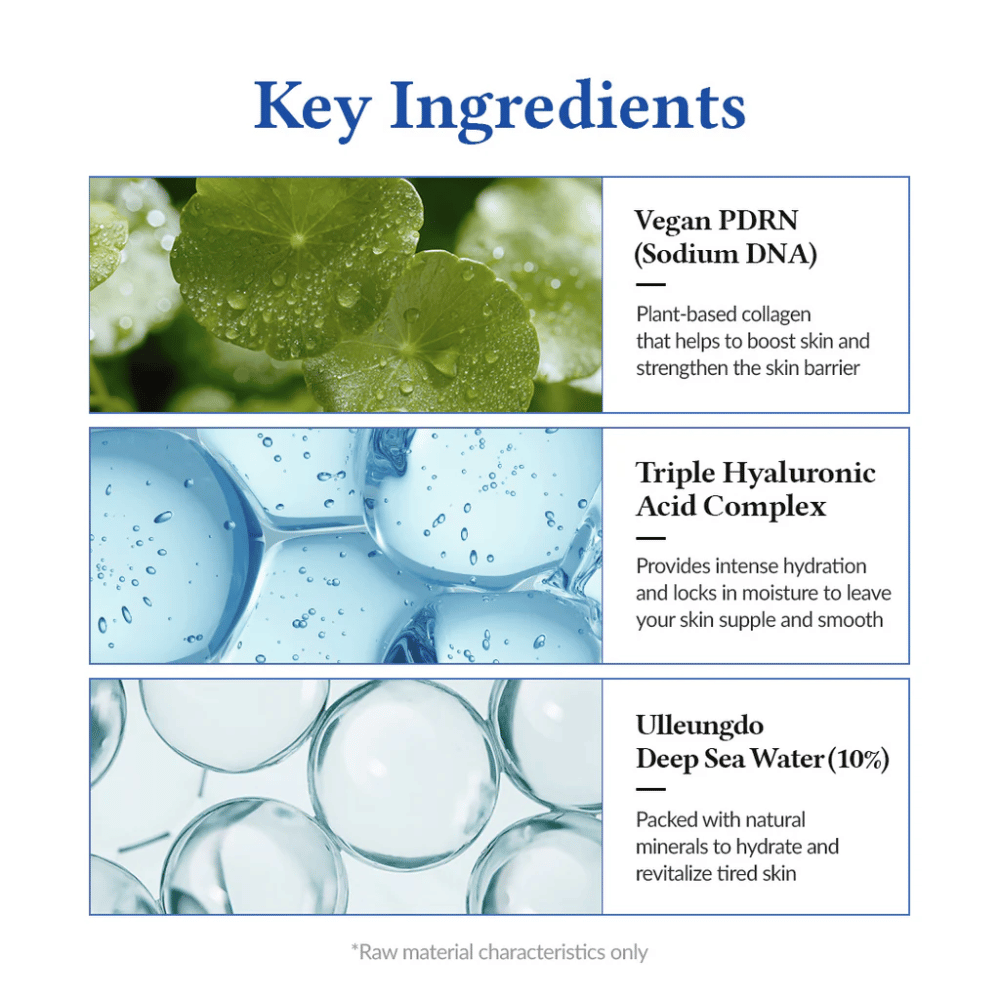 Ingredienti chiave in Dr. Althea Aqua Marine Jelly Mist con PDRN vegano, acido ialuronico e acqua di mare profonda