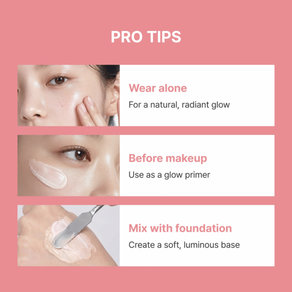 Heimish Artless Glow Base – tre modi per usare glow primer: da solo, prima del trucco o mescolato con foundation per una luminosità extra.
