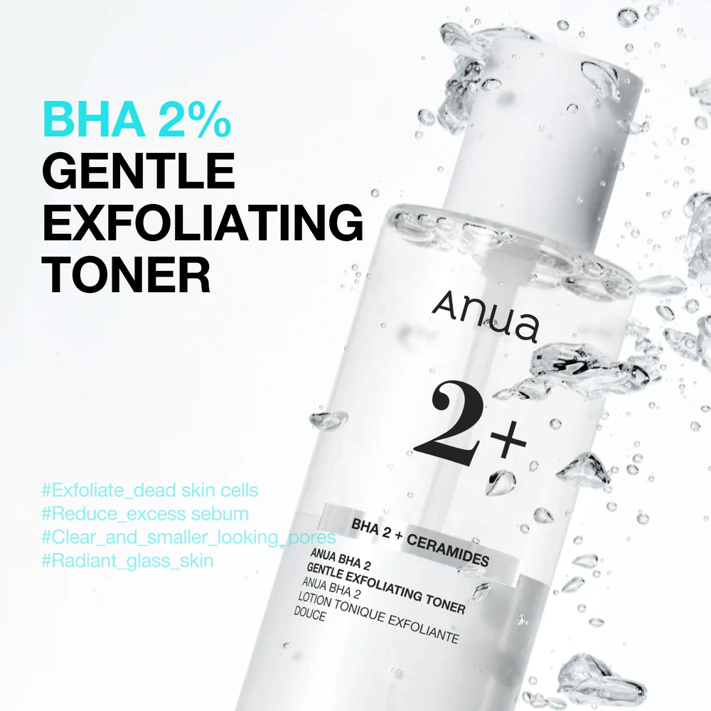 Anua BHA 2% Gentle Exfoliating Toner con ceramidi – delicato BHA-tonico viso che riduce i pori ostruiti e il sebo in eccesso