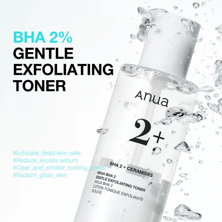 Anua BHA 2% Gentle Exfoliating Toner con ceramidi – delicato BHA-tonico viso che riduce i pori ostruiti e il sebo in eccesso