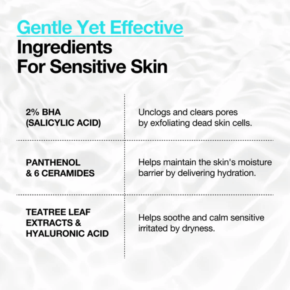 Anua BHA 2% Gentle Exfoliating Toner – ingredienti per pelle sensibile con 2% BHA, pantenolo, ceramidi e acido ialuronico
