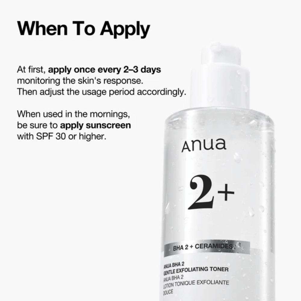 Anua BHA 2% Gentle Exfoliating Toner con ceramidi – istruzioni per l'uso, tonico esfoliante per pelle sensibile con BHA (acido salicilico)
