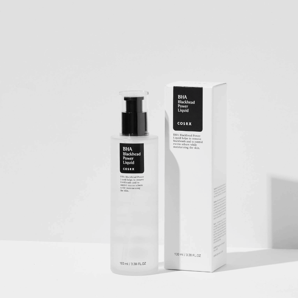 COSRX BHA Blackhead Power Liquid 100 ml con confezione – siero viso esfoliante con BHA che contrasta i punti neri e il sebo in eccesso.