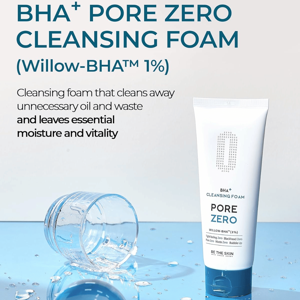 Immagine promozionale che mette in evidenza Willow-BHA™ (1%) e la capacità del prodotto di rimuovere il sebo in eccesso e le impurità, mantenendo al contempo la pelle idratata e luminosa. La palette blu trasmette un’impressione pulita e rinfrescante.