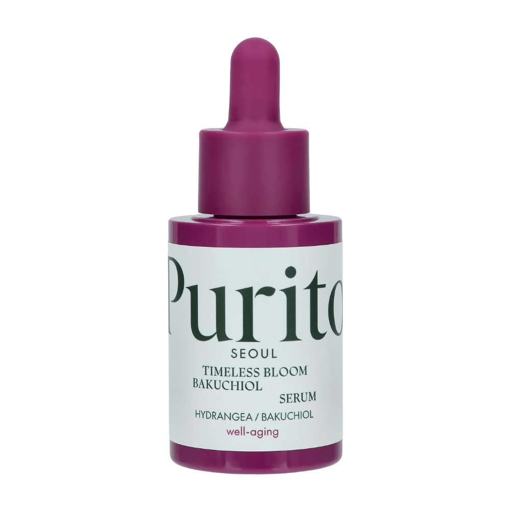 Purito Timeless Bloom Bakuchiol Serum è un prodotto perfetto per l'invecchiamento sano che combina ortensia e bakuchiol per migliorare l'elasticità della pelle e ridurre le linee visibili. Delicato ed efficace per tutti i tipi di pelle, senza causare irritazione.
