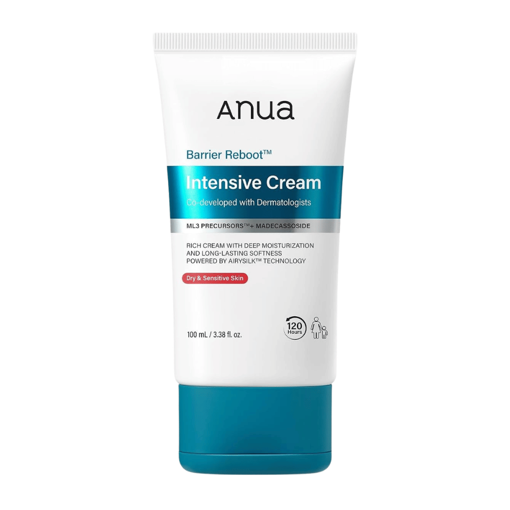 5. Anua Barrier Reboot Intensive Cream 100ml – confezione bianca con tappo turchese su sfondo bianco