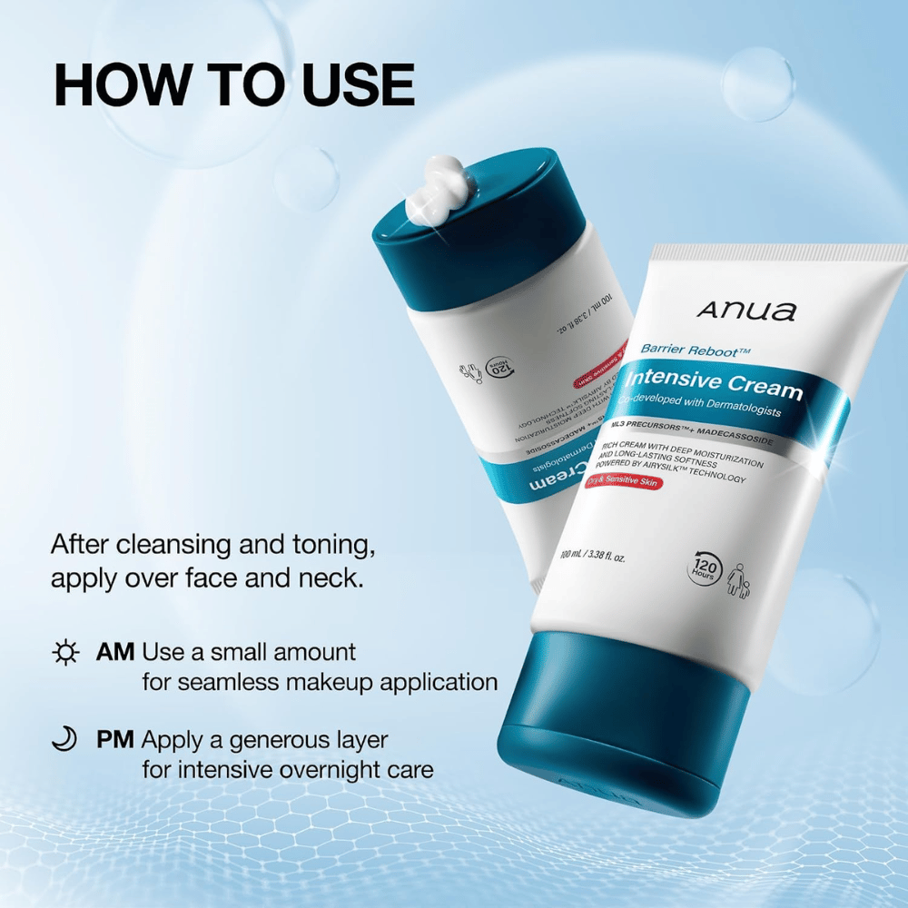 1. Anua Barrier Reboot Intensive Cream 100ml – applicazione della crema viso idratante mattina e sera