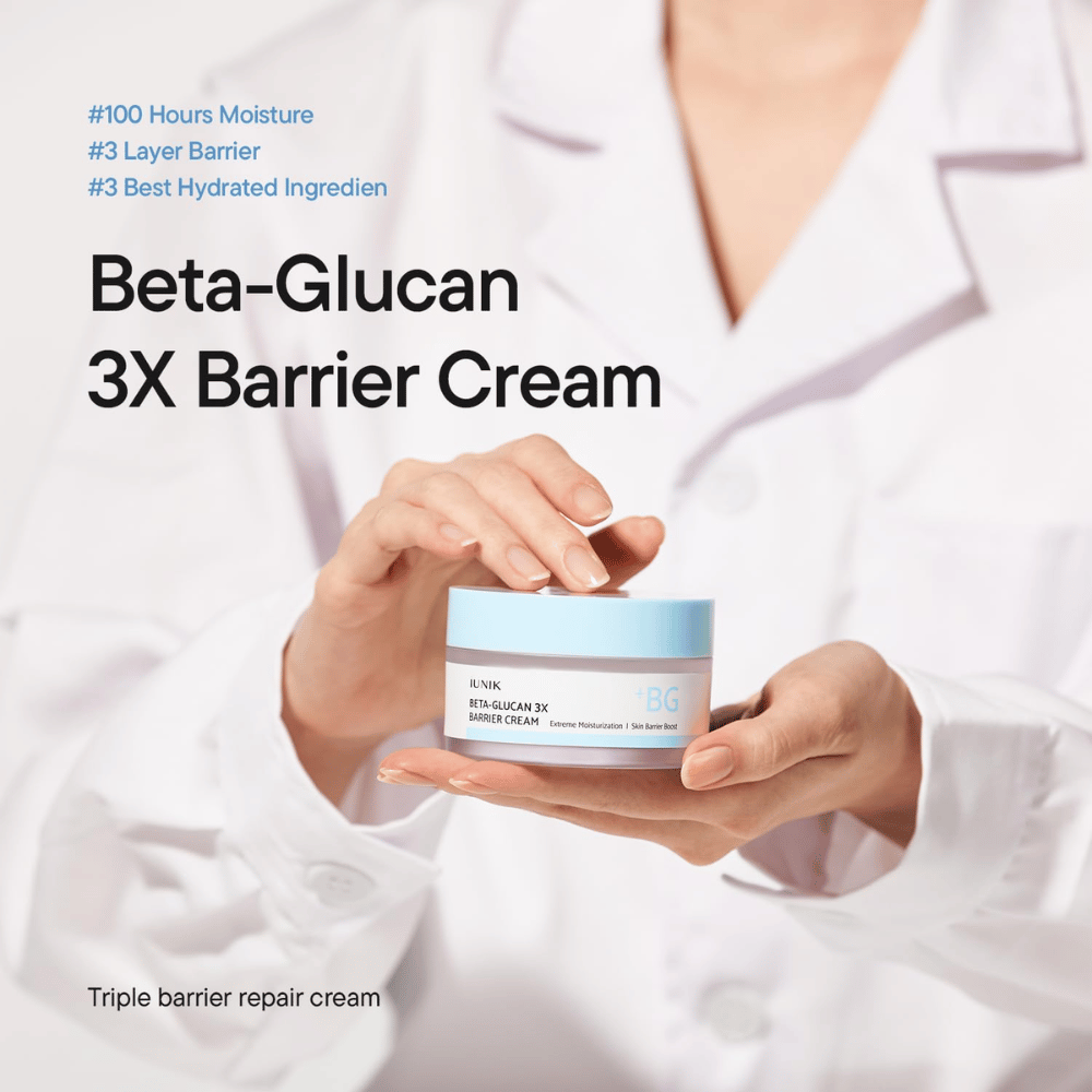 iUNIK Beta-Glucan 3X Barrier Cream crema viso idratante per pelle secca e sensibile con tripla cura della barriera cutanea