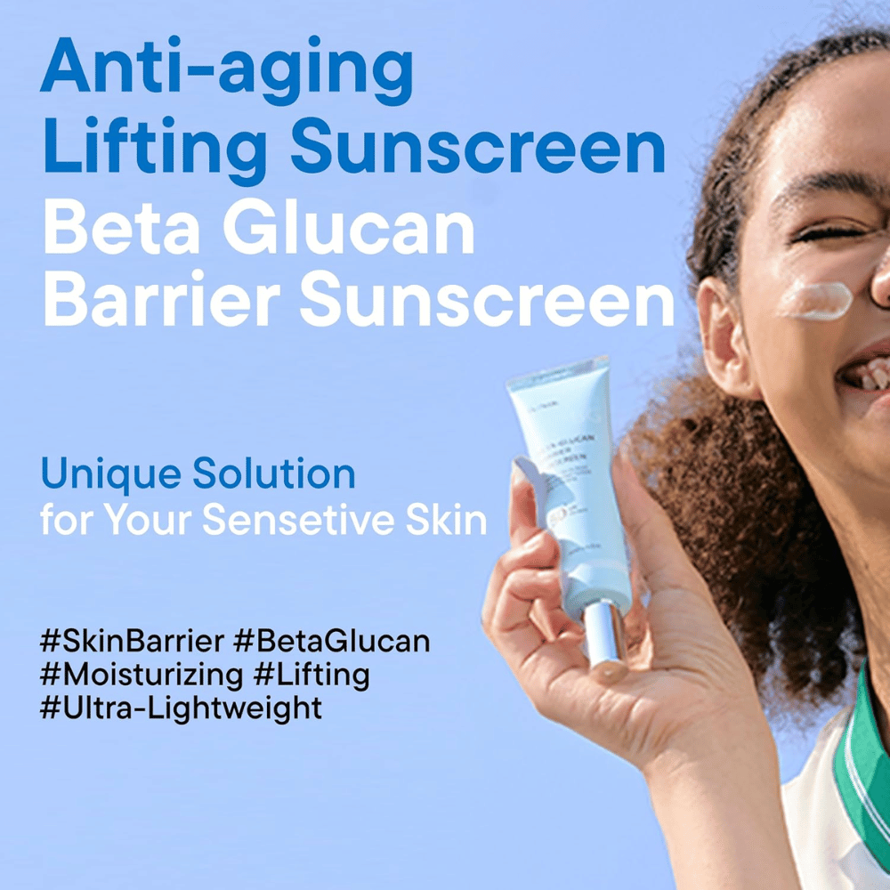iUNIK Beta-Glucan Barrier Sunscreen protezione solare SPF50+ PA++++ per pelli sensibili con beta-glucano e peptidi anti-età