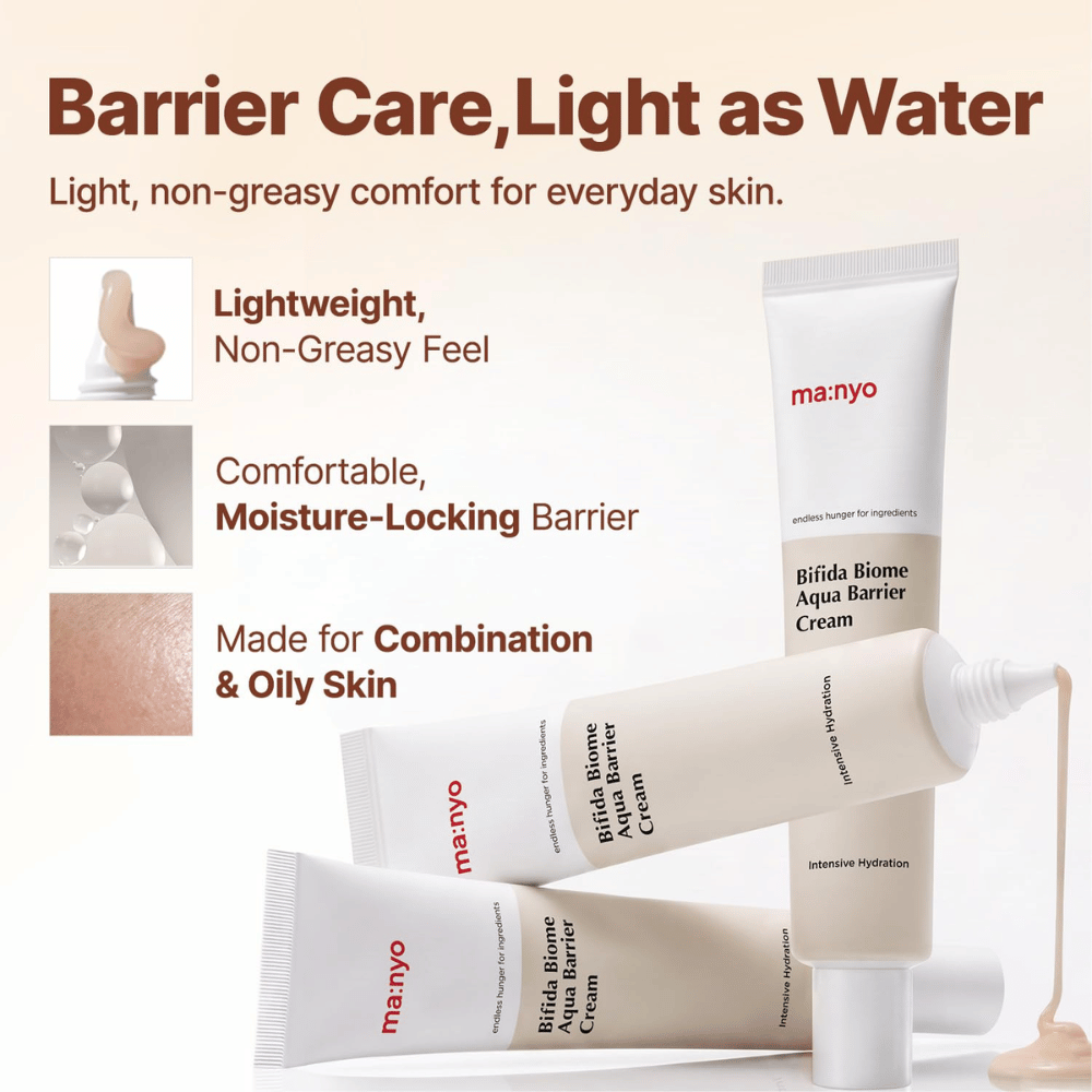 3. Ma:nyo Bifida Biome Aqua Barrier Cream – crema barriera idratante dalla consistenza leggera per pelle grassa e mista