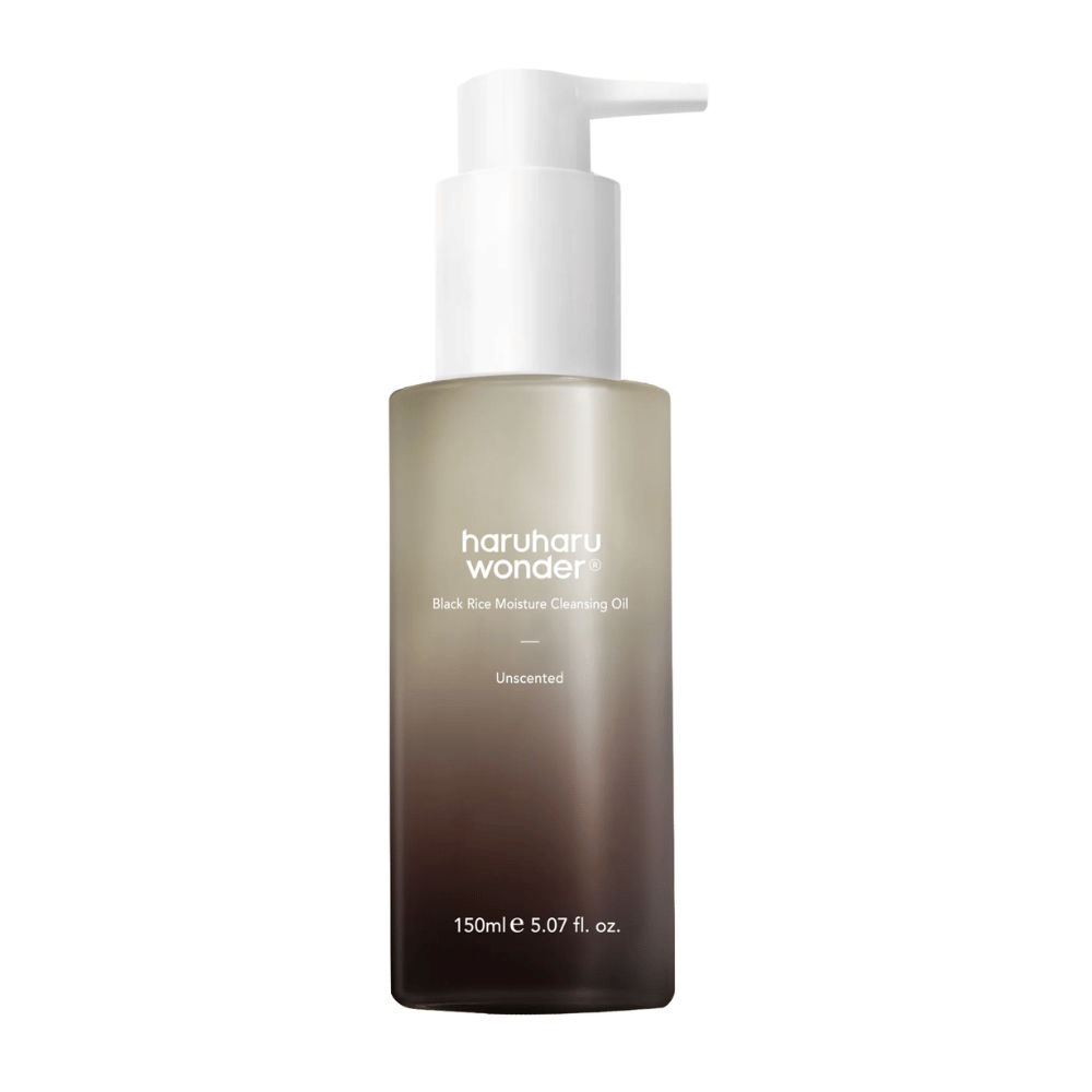 Haruharu Wonder Black Rice Moisture Cleansing Oil Unscented 150 ml – olio detergente delicato con riso nero che idrata e pulisce la pelle in profondità.