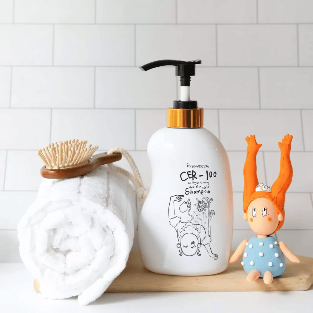 Elizavecca CER-100 Collagen Coating Hair A+ Muscle Shampoo – shampoo rinforzante al collagene per capelli secchi e danneggiati in ambiente bagno