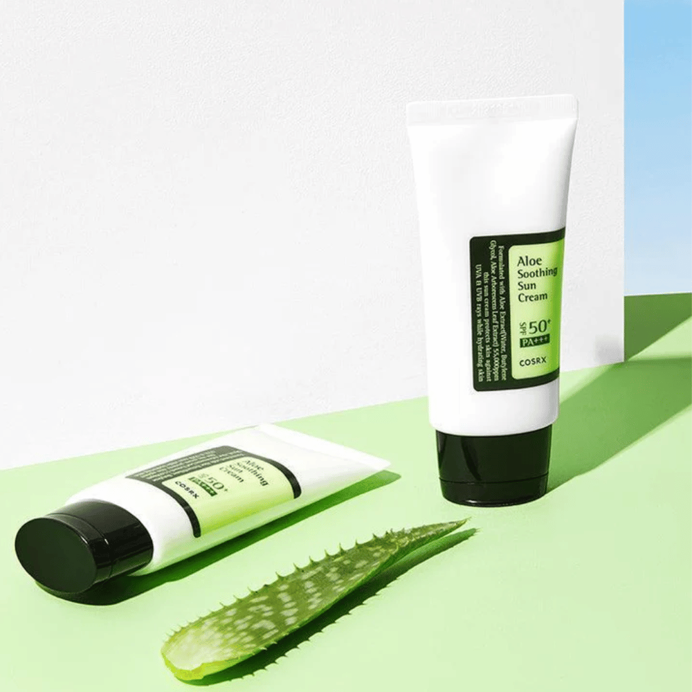 COSRX Aloe Soothing Sun Cream SPF50+ PA+++ – crema solare con aloe vera per pelle sensibile, protezione UVA e UVB