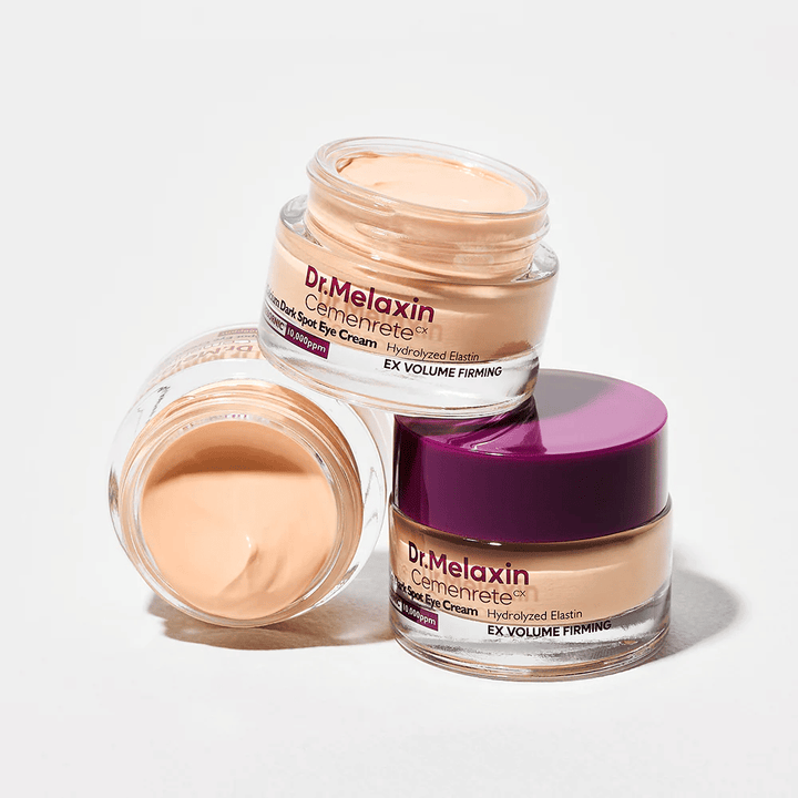 Crema occhi Cemenrete Dr.Melaxin da diverse angolazioni, contorno occhi  coreano contro macchie scure e linee sottili con effetto volumizzante e rassodante.