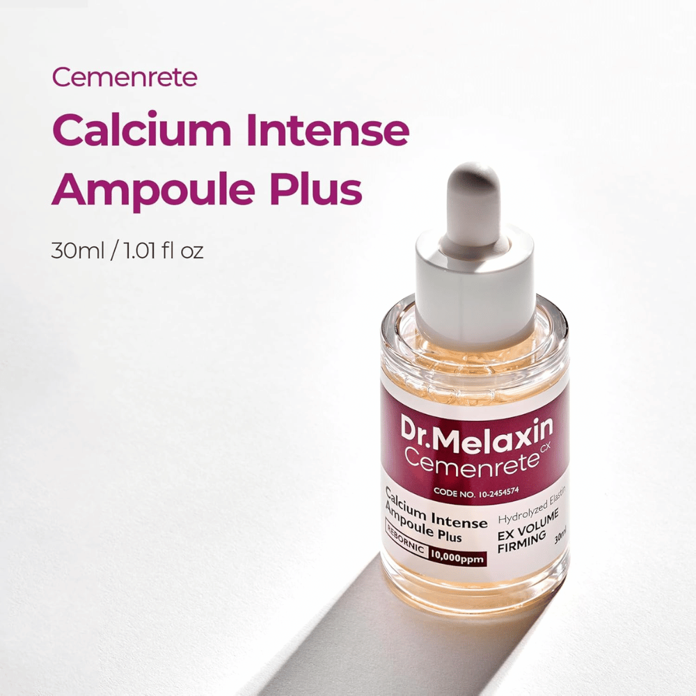Dr. Melaxin Cemenrete Calcium Intense Ampoule Plus 30 ml, una fiala intensiva per compattezza e volume con elastina idrolizzata e complesso REBORNIC.