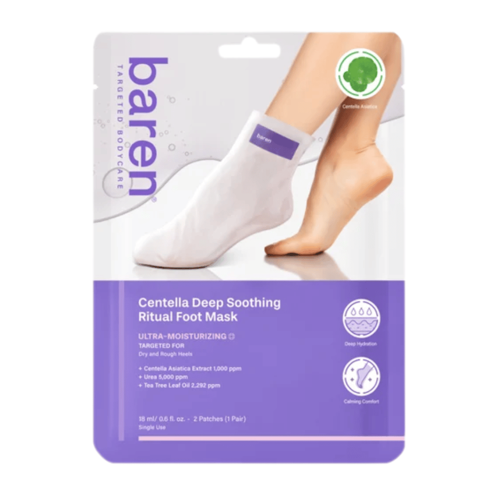 9. Baren Centella Deep Soothing Ritual Foot Mask 18 ml – maschera piedi idratante con centella asiatica e urea per piedi secchi e ruvidi