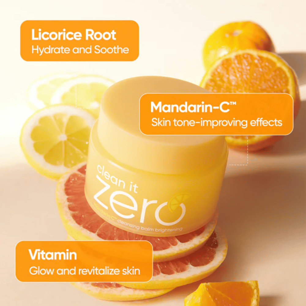 Banila Co Clean It Zero Mandarin-C cleansing balm con estratto di arancia che migliora il tono della pelle, la luminosità e contrasta il colorito irregolare e le linee sottili