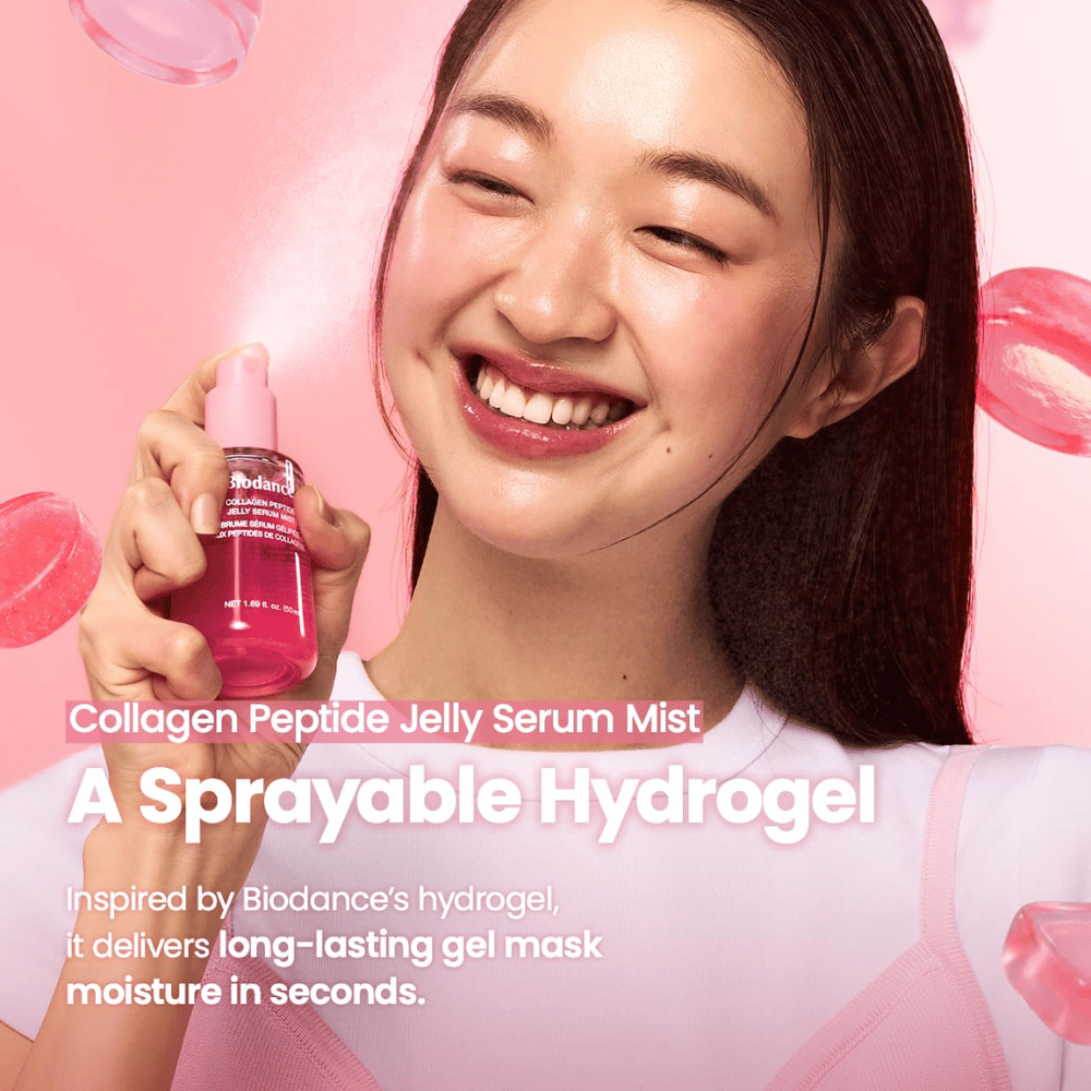 Biodance Collagen Peptide Jelly Serum Mist – mist viso spray ispirata all’idrogel per un’idratazione rapida e duratura.