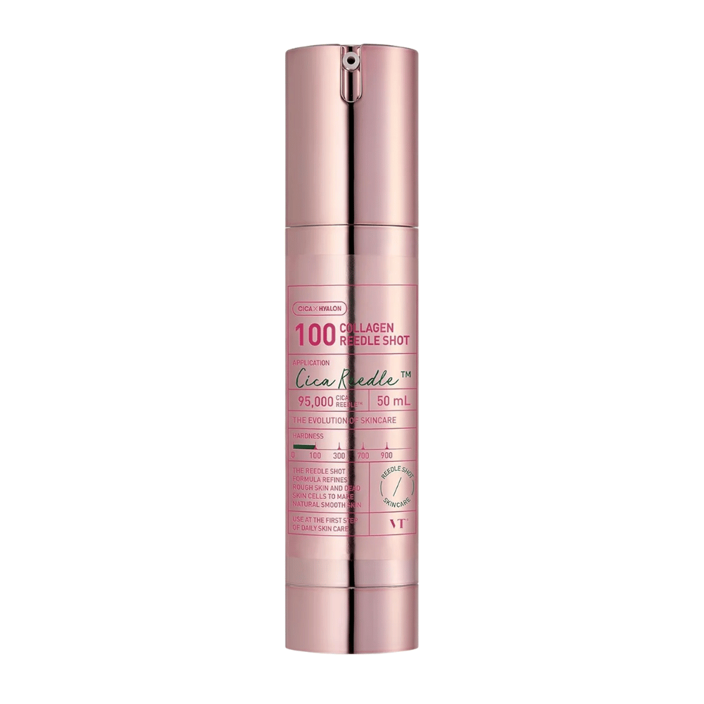 Immagine del prodotto di VT Collagen Reedle Shot 100 – 50 ml. Migliora l'elasticità e la levigatezza della pelle con microaghi di collagene.