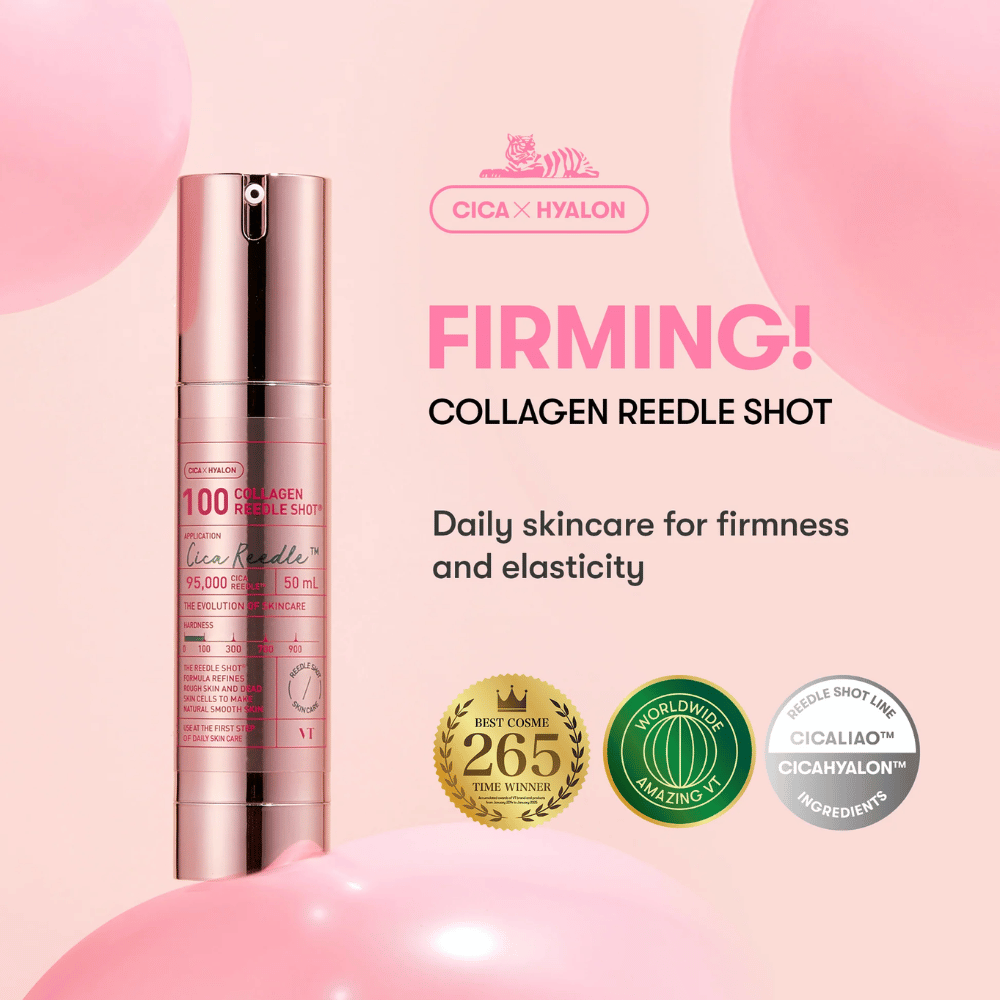 VT Collagen Reedle Shot 100 – siero Cica x Hyalon premiato per elasticità, idratazione ed effetto anti-età.