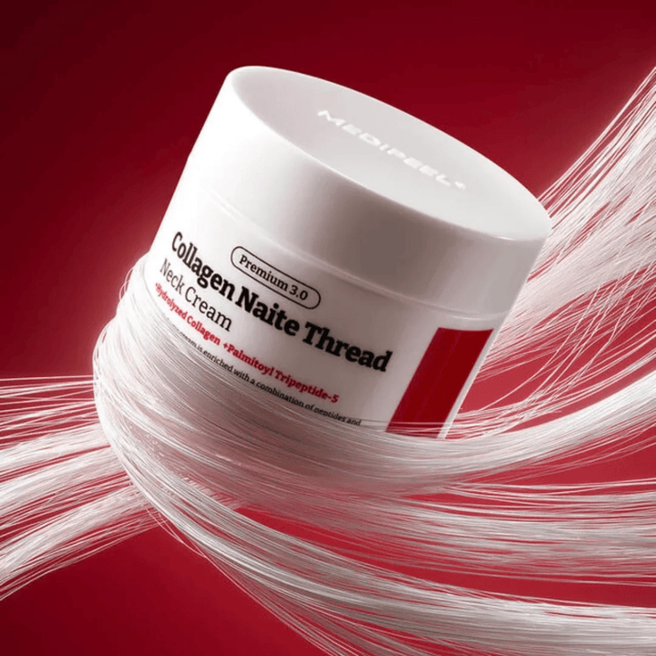 MEDIPEEL Collagen Naite Thread Neck Cream Premium 3.0 – crema rassodante per il collo con collagene idrolizzato e peptidi che migliorano l'elasticità della pelle e riducono le linee visibili su collo e décolleté.