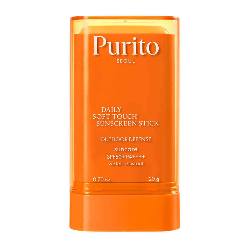 Purito Daily Soft Touch Sunscreen Stick – protezione solare in formato stick pratico con SPF50+ PA++++. Resistente all'acqua, finitura setosa e perfetta per viso e corpo. Adatto anche per pelli sensibili.