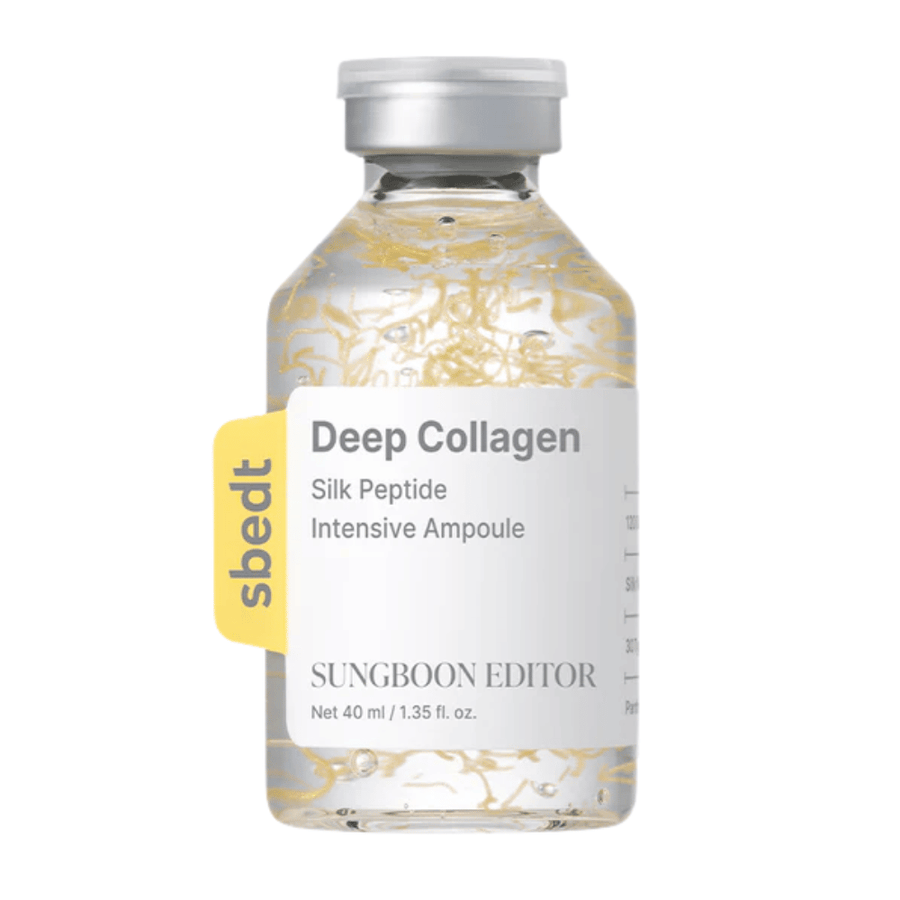 SUNGBOON EDITOR Deep Collagen Silk Peptide Intensive Ampoule – siero al collagene con peptidi che rafforzano la barriera cutanea, idratano e donano alla pelle un aspetto più sodo e giovanile.