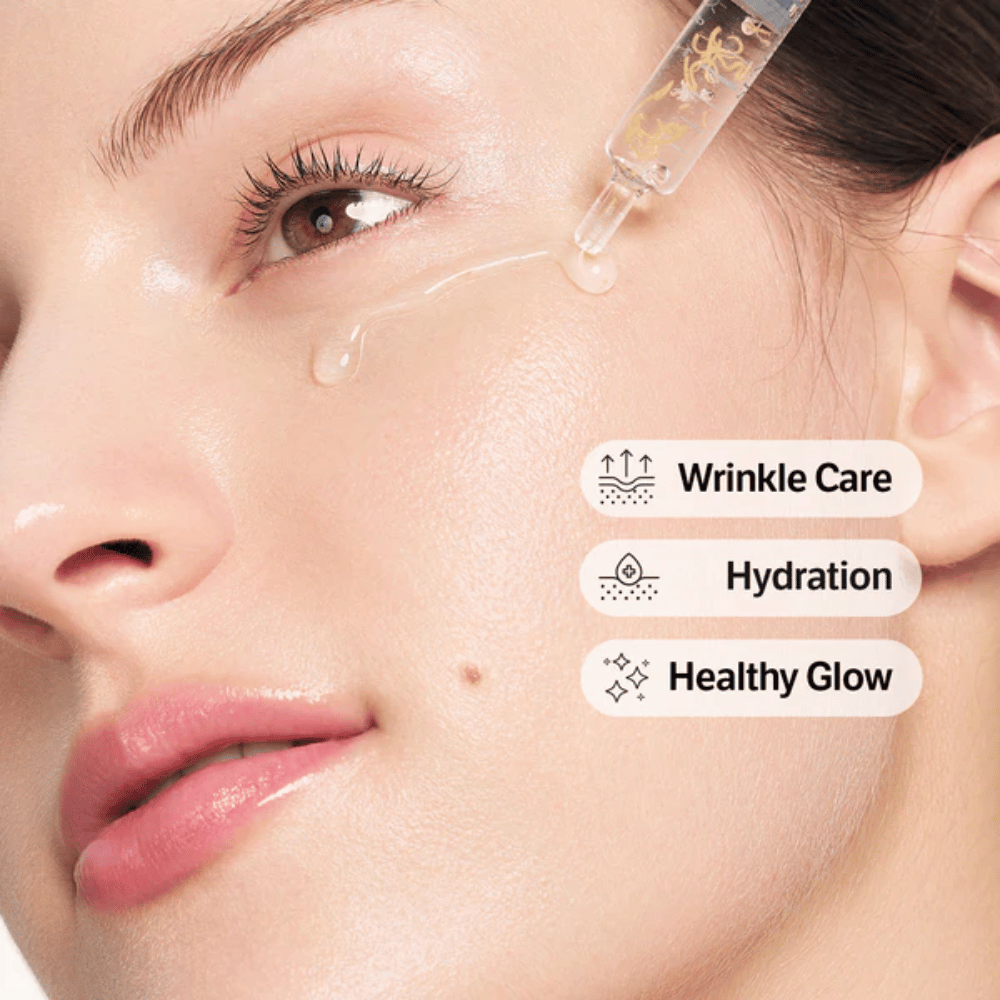SUNGBOON EDITOR Deep Collagen Silk Peptide Intensive Ampoule – siero leggero che si assorbe rapidamente e aiuta a idratare la pelle e a donare un tono della pelle più uniforme e luminoso.